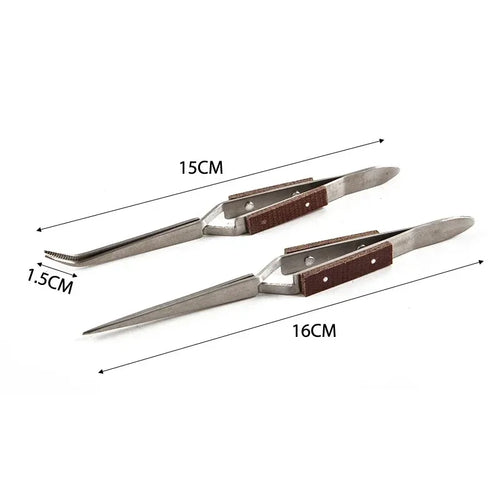 Stainless Steel Cross Locking Lock Tweezer Self Closing Jewelry
