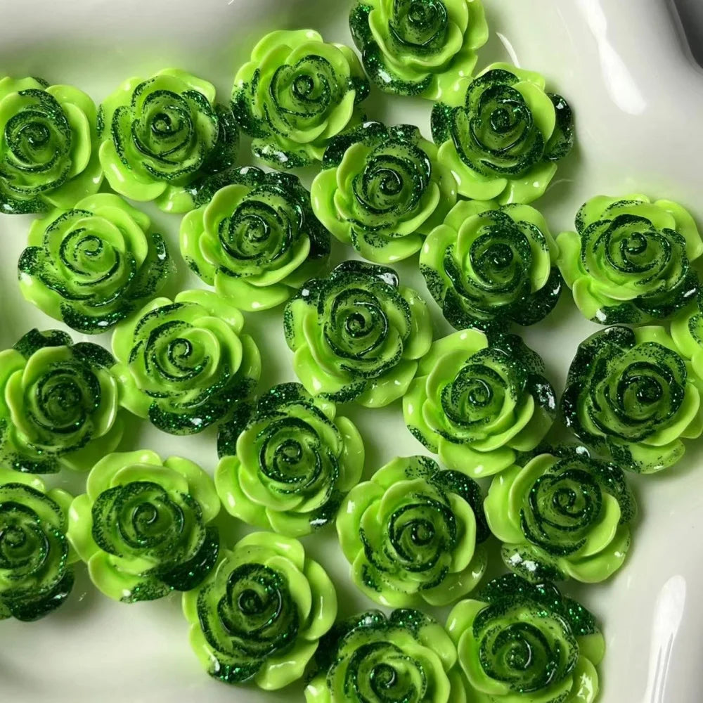 10Pcs 18mm Rose Flower Resin Accessories Cabochon Earring Hair Clip