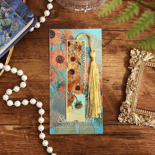 1pc Hollow Literary Flower Metal Bookmark Exquisite Painting Sunflower