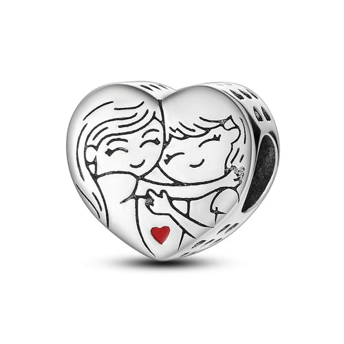 Charms Beads 925 Sterling Silver Tree of Life Peach Heart Sweet Love