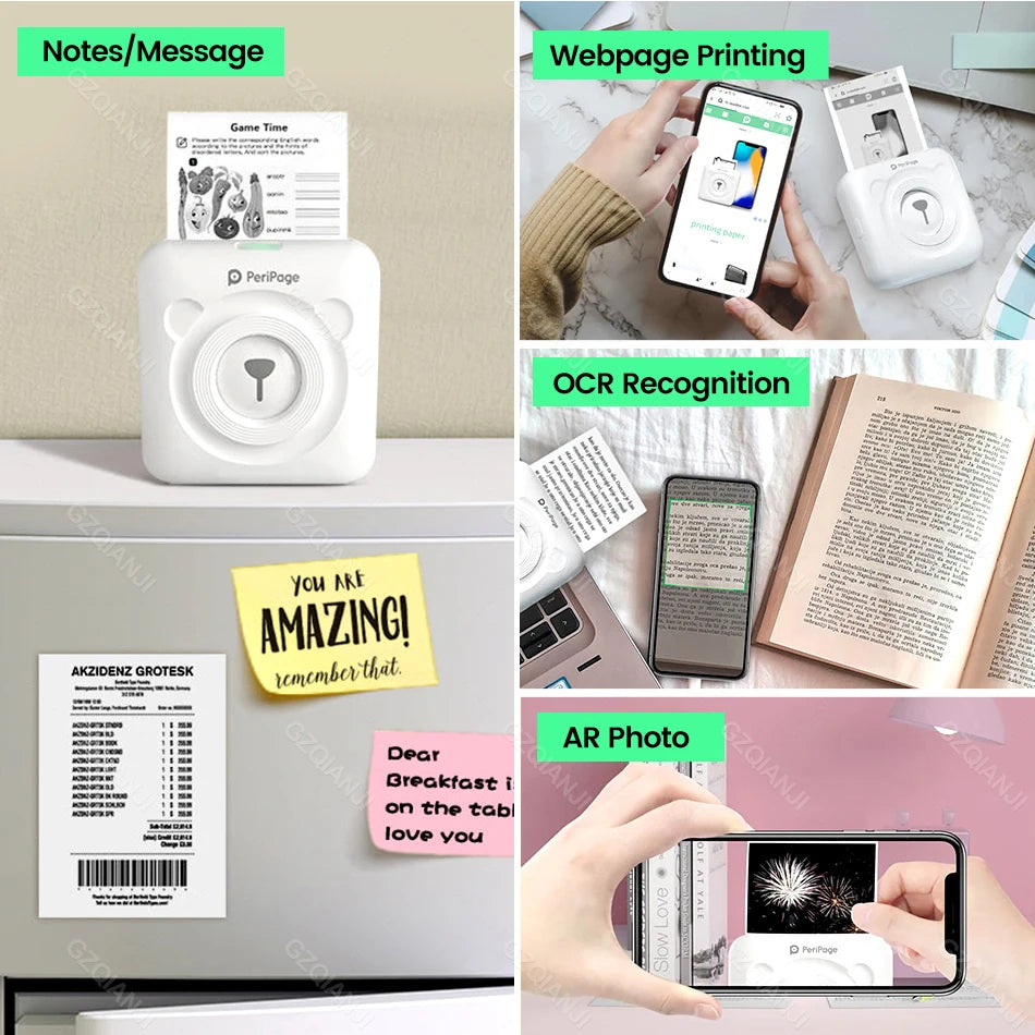 300DPI Peripage A6 58mm Mini Bluetooth Notes Label Sticker Printer