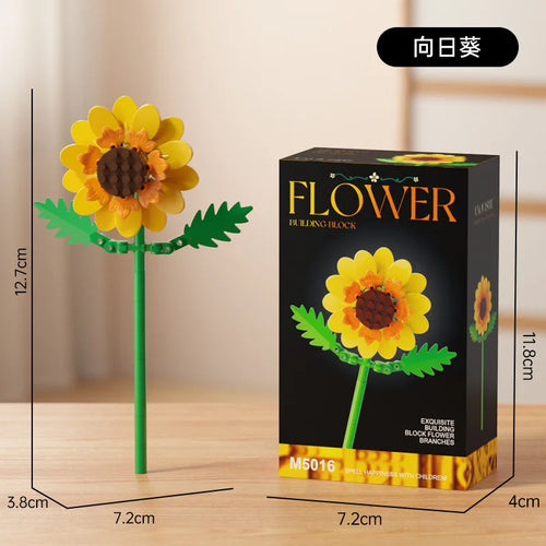 Simulation Building Blocks Flowers Eternal Bouquet Micro Brick Rose