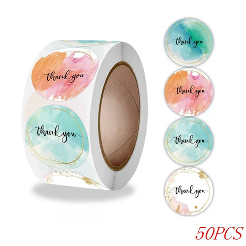 50-500pcs 1inch Blue Thank You Stickers For Envelope Sealing Labels