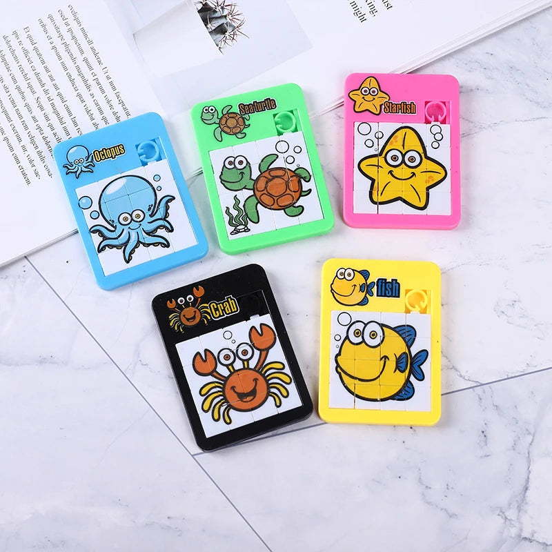 6PCS Random Number Puzzle Plastic Moving Sliding Early Education