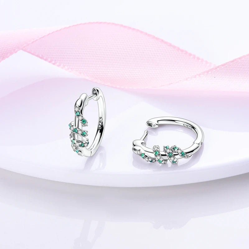 925 Sterling Silver Colored Zirconium Stars Hoop Earrings For Women
