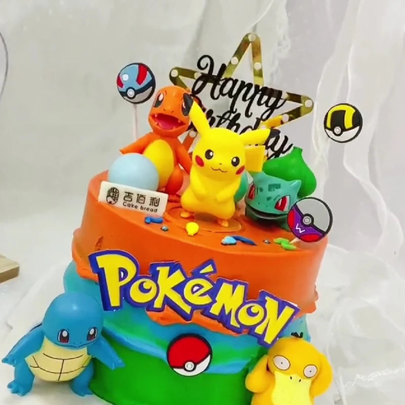 15Pcs/set Pokemon Cake Topper Pikachu Anime Figure Party Happy