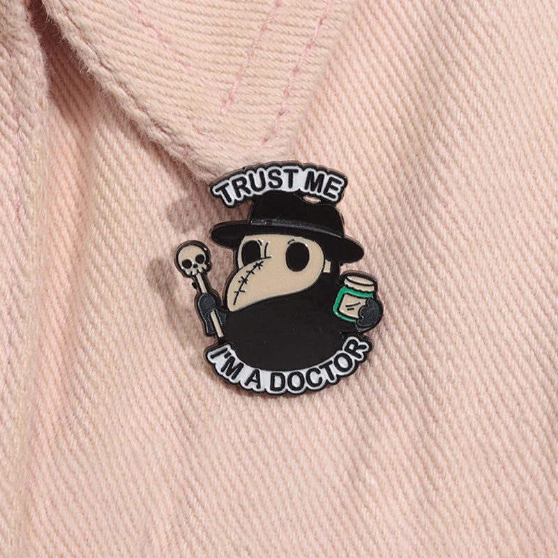 Trust Me I'm a Doctor Enamel Pin Animal Veterinarian Plague Doctor