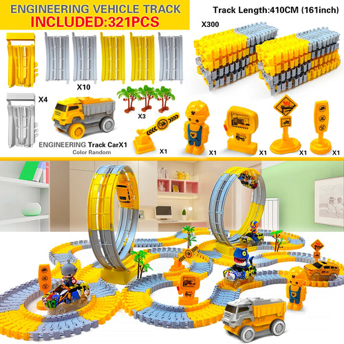 Children Electric Magical Flexible Track Toy Car Engineering Car Kids
