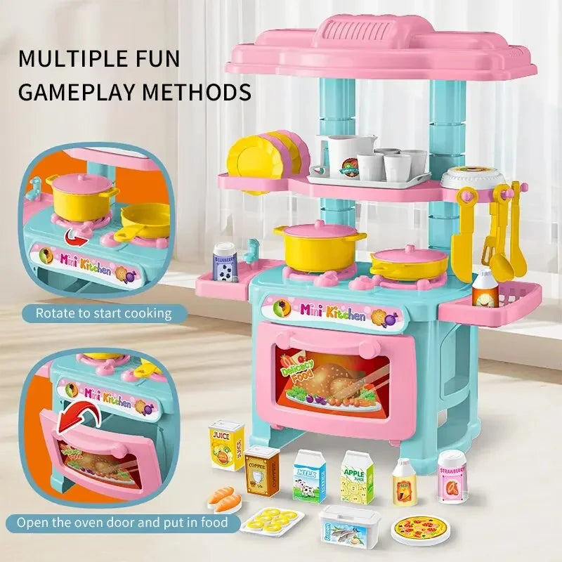 Mini Kitchen Counter Play Set DIY Simulated Cooking Food Tableware