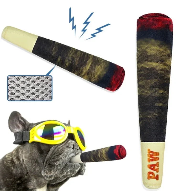 Funny Interactive Dog Toys Cigar Design Plush Squeaky Pet Toys