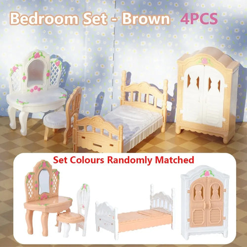 Hot Sale Cute Kawaii Pink 10 Items/Lot Miniature Dollhouse Furniture