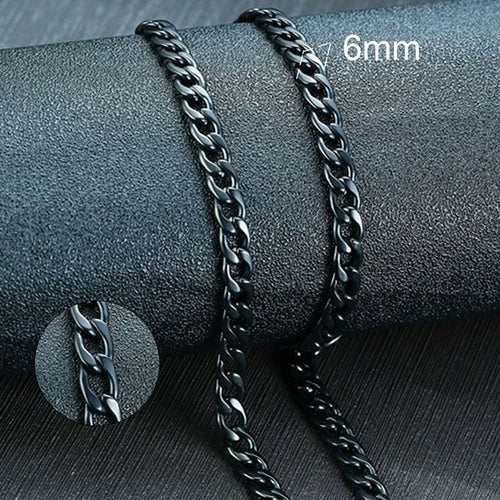 Vnox Men's Cuban Link Chain Necklace Stainless Steel Gold Black Color