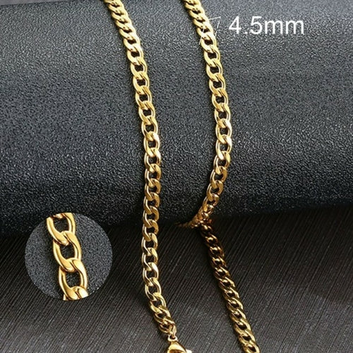 Vnox Men's Cuban Link Chain Necklace Stainless Steel Gold Black Color