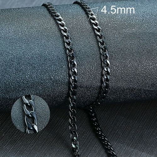 Vnox Men's Cuban Link Chain Necklace Stainless Steel Gold Black Color