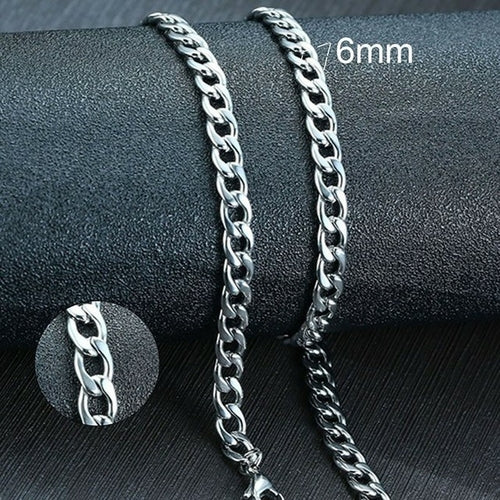 Vnox Men's Cuban Link Chain Necklace Stainless Steel Gold Black Color