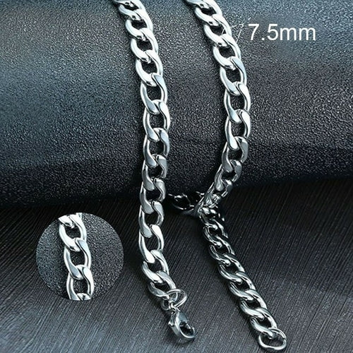 Vnox Men's Cuban Link Chain Necklace Stainless Steel Gold Black Color