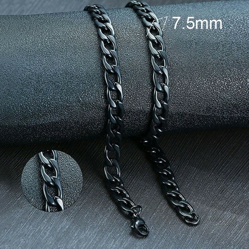 Vnox Men's Cuban Link Chain Necklace Stainless Steel Gold Black Color