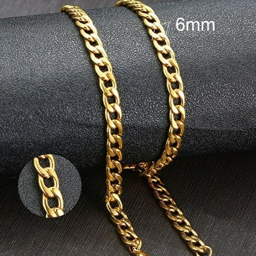 Vnox Men's Cuban Link Chain Necklace Stainless Steel Gold Black Color